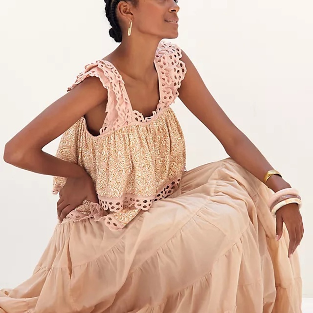 Anthropology Blush Lace Accent Top
-Let MeBe-